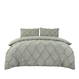 Grey Pleating Brushing Duvet Cover & Pillowcases Set, 220*200CM+50*75CM*2 - thumbnail 1