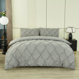 Grey Pleating Brushing Duvet Cover & Pillowcases Set, 220*200CM+50*75CM*2 - thumbnail 4