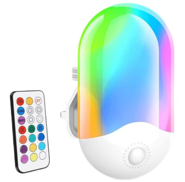 Remote control RGB night light with 13 colors, SMD LED 0.5W 110-220V, ABS+ metal, bedroom timer function for children's room - image 1