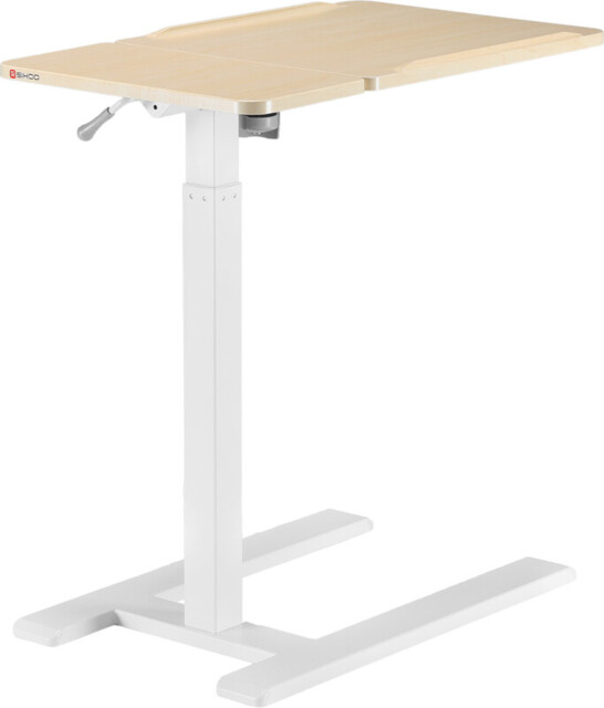 SIHOO D01 Overbed Table - Height & Tilt Adjustable, Laptop Standing Desk with Wheels for Hospital & Home Use, Maple