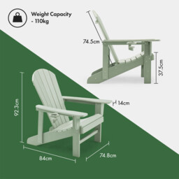 Vonhaus Westport Adirondack Static Chair - Green - thumbnail 4
