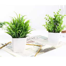 3Pcs 6.69in/17cm Artificial Plant Flowerpot Artificial Plastic Eucalyptus Plant Wheat Grass Shrub Plant Indoor Desk Coffee Table Bathroom Bedroom Home Decoration - thumbnail 3