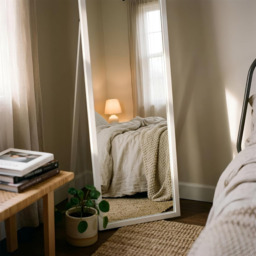 Harbour Housewares Rectangular Full-Length Freestanding Mirror - 137cm x 35.5cm - White - thumbnail 5