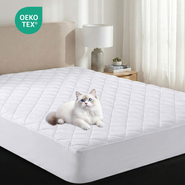 LeBonsoir Protectors Toppers, Bedding Quilted Microfibre Mattress Topper and Mattress Protector with Stretch Surround Height up to 30 cm,machine-washable, Fitted Sheet, White, 140 x 200cm - image 1