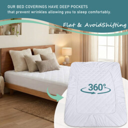 LeBonsoir Protectors Toppers， Bedding Quilted Microfibre Mattress Topper and Mattress Protector with Stretch Surround Height up to 30 cm，machine-washable， Fitted Sheet， White， 140 x 200cm - thumbnail 6