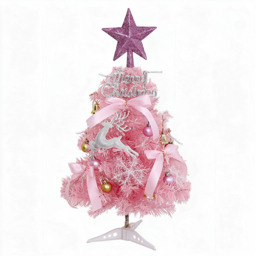 2T Pink Hinged Artificial Holiday Small Mini Christmas Tree for Tabletop,Home, Office, Indoor and Outdoor Holiday Decoration,Easy Assembly Metal Hinges & Foldable Base
