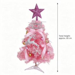 2T Pink Hinged Artificial Holiday Small Mini Christmas Tree for Tabletop,Home, Office, Indoor and Outdoor Holiday Decoration,Easy Assembly Metal Hinges & Foldable Base - thumbnail 2