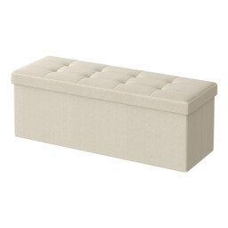 Ochama   Storage Ottoman Bench, 38 x 110 x 38 cm, End of Bed Bench, Storage Chest, for Living Room, Bedroom, Entryway, White - thumbnail 3