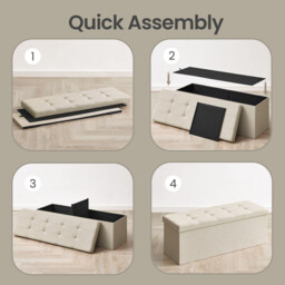 Ochama   Storage Ottoman Bench, 38 x 110 x 38 cm, End of Bed Bench, Storage Chest, for Living Room, Bedroom, Entryway, White - thumbnail 7