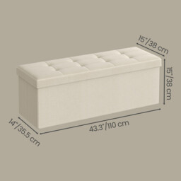 Ochama   Storage Ottoman Bench, 38 x 110 x 38 cm, End of Bed Bench, Storage Chest, for Living Room, Bedroom, Entryway, White - thumbnail 6