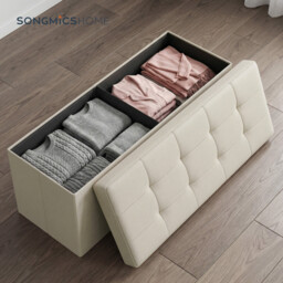 Ochama   Storage Ottoman Bench, 38 x 110 x 38 cm, End of Bed Bench, Storage Chest, for Living Room, Bedroom, Entryway, White - thumbnail 2