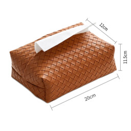 JORDAN&JUDY 2-Piece Woven Pattern Tissue Holder, Home Living Room Tissue Box, Brown & Black - thumbnail 5