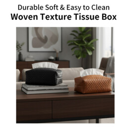 JORDAN&JUDY 2-Piece Woven Pattern Tissue Holder, Home Living Room Tissue Box, Brown & Black - thumbnail 6