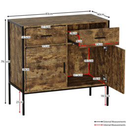 Vida Designs Sideboard Brooklyn 2 Doors 2 Drawers Rustic Brown/Black - thumbnail 7