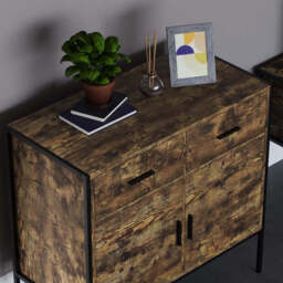 Vida Designs Sideboard Brooklyn 2 Doors 2 Drawers Rustic Brown/Black - thumbnail 5