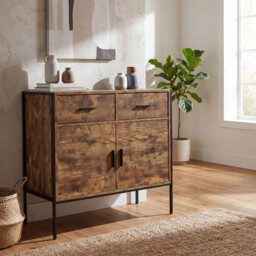 Vida Designs Sideboard Brooklyn 2 Doors 2 Drawers Rustic Brown/Black