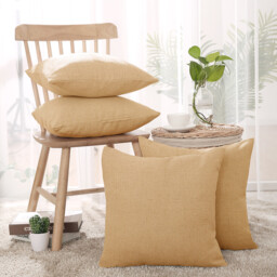 Deconovo faux linen cushion cover orange color 45*45cm 1pc - thumbnail 3
