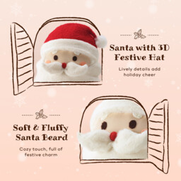 Ashler Santa Claus Christmas Pillow, Santa Shaped 3D Plush Throw Pillow, Cute Beard Decorative Cushion for Couch, Chair, Bed, 16x13.5 Inches, Red - thumbnail 2