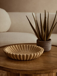 Fifty Five South Decorative Bowl Savio Fluted Marble Ochre Large - thumbnail 6