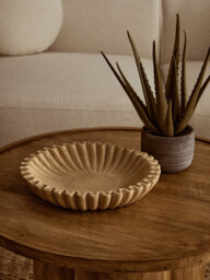 Fifty Five South Decorative Bowl Savio Fluted Marble Ochre Large - thumbnail 4