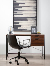 Interiors by Premier Desk Bradury 2 Drawers Walnut/Black - thumbnail 2