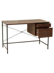 Interiors by Premier Desk Bradury 2 Drawers Walnut/Black - thumbnail 4