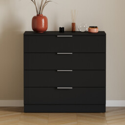 Vida Designs Trega 4 Drawer Chest of Drawers, Black - thumbnail 2