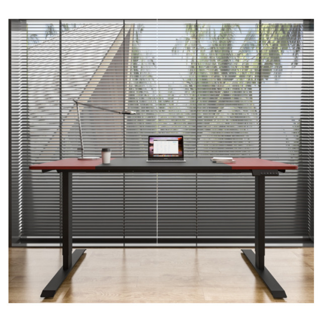 Loctek Electric Height Adjustable Desk Frame, Dual Motor, 160x70cm, Splicing Table Top, Cherry & Black, OCM262-16070-C - image 1