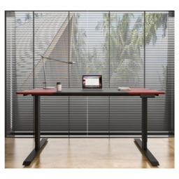 Loctek Electric Height Adjustable Desk Frame, Dual Motor, 160x70cm, Splicing Table Top, Cherry & Black, OCM262-16070-C - thumbnail 1