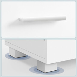 Ochama Under Sink Bathroom Cabinet, Matte White, 30 x 70 x 63.8 cm – Storage Unit with Feet, 3 Drawers and 2 Compartments Behind the Door, for Washbasins with Pedestal - thumbnail 2