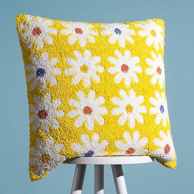 Heya Home Cushion Daisy Square Knitted Mellow Yellow 45x45cm - image 1