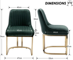 CHAIRUS chairus Dining Chairs Set of 2 Velvet Upholstered Kitchen Chair with Metal Legs - thumbnail 6
