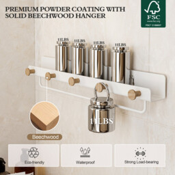 KAPANOU Floating Shelves with Lip， Coat Hooks & Towel Rack， Natural Wood Grain Wall Shelf for Bathroom， Bedroom， Living Room (White), New Year Sale , Top gift picks - thumbnail 7