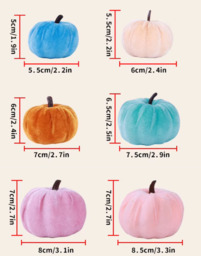 Marrybox Fall Decorative Pumpkins Plush Velvet Effect Yellow/Orange/Cream 12pcs - thumbnail 6