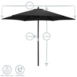 Harbour Housewares Garden Parasol, Wooden Frame - thumbnail 7
