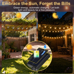 Vivreal Solar G40 Festive String Lights – 10M (33 ft) 20 Shatterproof Bulbs， Dimmable Outdoor Solar & USB Powered Patio Lights with Replaceable Bulbs, New Year Sale , Top gift picks - thumbnail 3