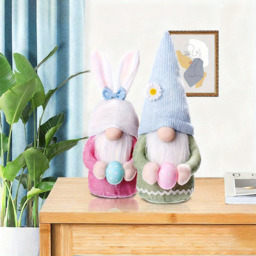 1Pcs 12in/30cm Easter Gnome Plush Elf Decorations,Handmade Gnome Bunny Faceless Doll Easter Ornaments, Easter Egg with Carrots Spring Home Decor Gifts for Women Men(blue) - thumbnail 6