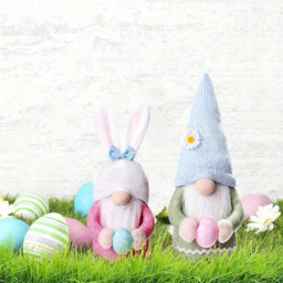 1Pcs 12in/30cm Easter Gnome Plush Elf Decorations,Handmade Gnome Bunny Faceless Doll Easter Ornaments, Easter Egg with Carrots Spring Home Decor Gifts for Women Men(blue) - thumbnail 3