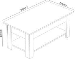 Galano Brixburn Lift Up Coffee Table with Hidden Storage & Shelf, Modern 2-Tier Space Saving Living Room Centre Table, Engineered Wood, White Oak Finish, 89.5 x 49.5 x 40 cm - thumbnail 5