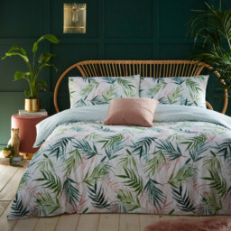 Furn Duvet Cover Set Bali Palm Green/White Double - thumbnail 1