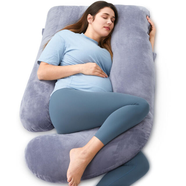 Momcozy Crystal Velvet U-Shaped Double-Sided Pregnancy Pillow - Momcozy Crystal Velvet U-Shaped Double-Sided Pregnancy Pillow (Gray), gifts for mom - image 1
