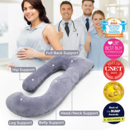 Momcozy Crystal Velvet U-Shaped Double-Sided Pregnancy Pillow - Momcozy Crystal Velvet U-Shaped Double-Sided Pregnancy Pillow (Gray), gifts for mom - thumbnail 3