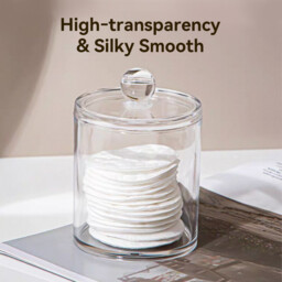 JORDAN&JUDY Transparent Acrylic Plastic Cotton Swab Box, Desktop Storage Box for Cotton Pads and Dental Floss (Round*4) - thumbnail 6