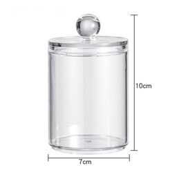 JORDAN&JUDY Transparent Acrylic Plastic Cotton Swab Box, Desktop Storage Box for Cotton Pads and Dental Floss (Round*4) - thumbnail 4