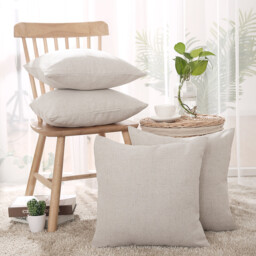 Deconovo faux linen cushion cover cream color 45*45cm 1pc - thumbnail 2