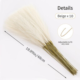 Yuejia 10 Pcs 18.89in/48cmDried Flowers Artificial Fake Plants Autumn Decorations, Boho Decor Home Decoration for Halloween Christmas Weddings Party Crafts Vase Indoor and Outdoor(Beige) - thumbnail 3