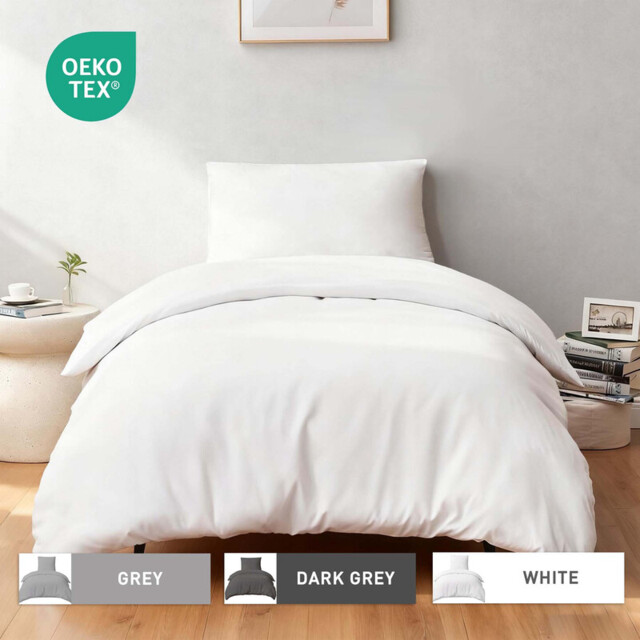 LeBonsoir White Duvet Cover Set,135x200cm/50x75cmx1 Soft Double Brushed Bedding Set, with Zip, 2 Pieces, Includes 1 Duvet Cover & 1 Pillowcase, NO Comforter - image 1