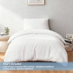 LeBonsoir White Duvet Cover Set，135x200cm/50x75cmx1 Soft Double Brushed Bedding Set， with Zip， 2 Pieces， Includes 1 Duvet Cover & 1 Pillowcase， NO Comforter - thumbnail 2