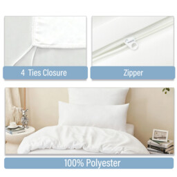 LeBonsoir White Duvet Cover Set，135x200cm/50x75cmx1 Soft Double Brushed Bedding Set， with Zip， 2 Pieces， Includes 1 Duvet Cover & 1 Pillowcase， NO Comforter - thumbnail 4