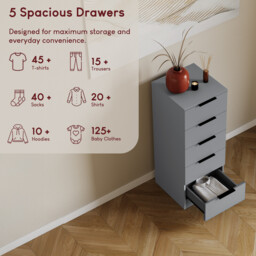 Vida Designs Drawer Chest Narrow Trega 5 Drawers Grey - thumbnail 3